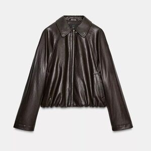 Zara Faux Leather Bomber Jacket